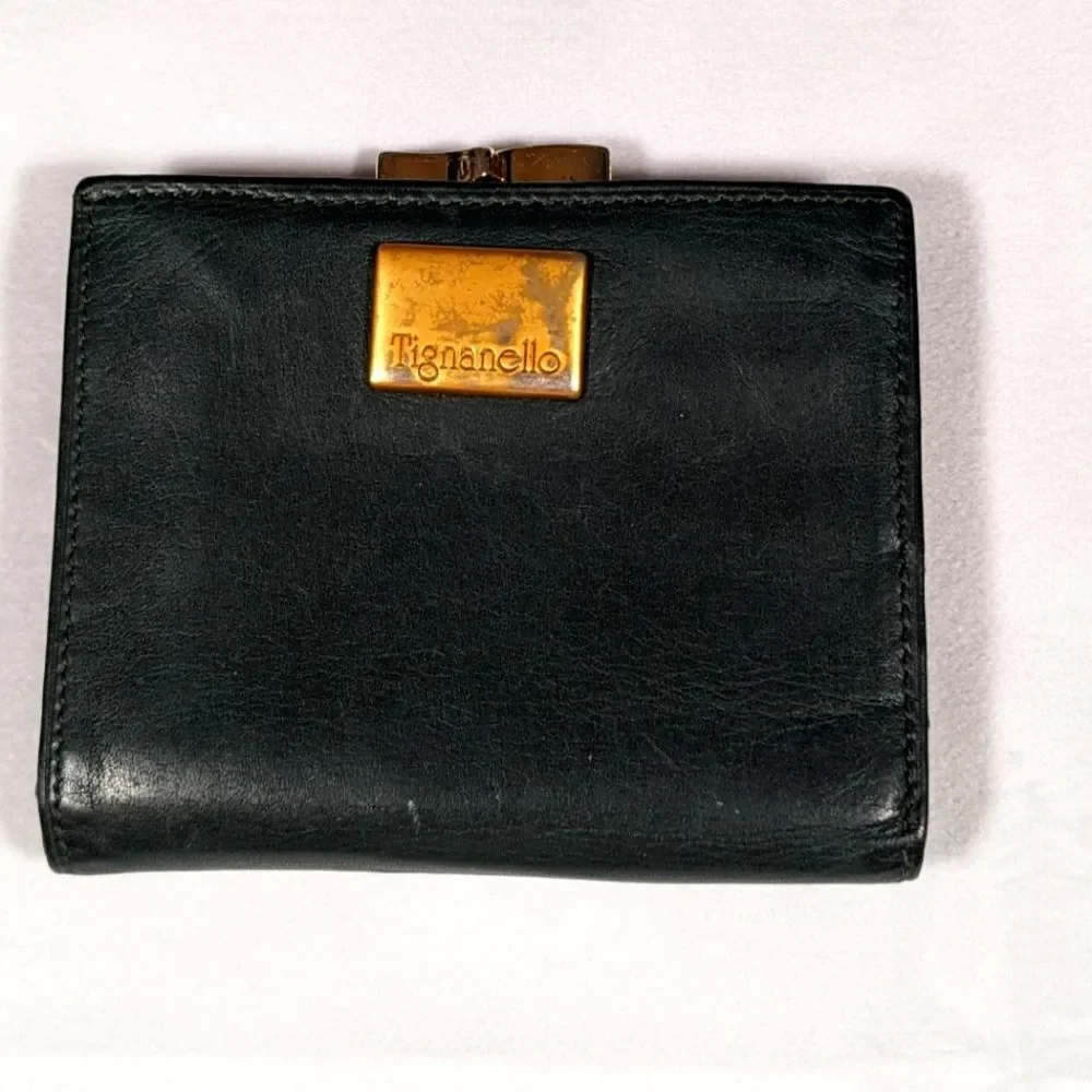 Tignenello Black Genuine Leather Wallet with Coin Purse